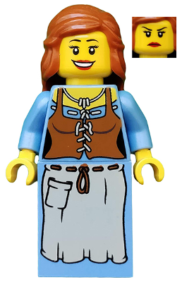 Lego Princess Or Maiden Minifigure As Shown Red Corsett Brown Hair