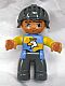 Minifig No: 47394pb178 Name: Duplo Figure Lego Ville, Male Castle, Dark Bluish Gray Legs, Blue and Yellow Chest with Crowned Eagle, Helmet Minifig No: 47394pb178 Name: Duplo Figure Lego Ville, Male Castle, Dark Bluish Gray Legs, Blue and Yellow Chest with Crowned Eagle, Helmet