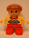 Minifig No: 6453pb010 Name: Duplo Figure, Child Type 2 Boy, Red Legs, Yellow Sweater with Red Collar Minifig No: 6453pb010 Name: Duplo Figure, Child Type 2 Boy, Red Legs, Yellow Sweater with Red Collar