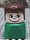 Minifig No: dupfig025 Name: Duplo 2 x 2 x 2 Figure Brick Early, Male on Green Base, Brown Aviator Hat Minifig No: dupfig025 Name: Duplo 2 x 2 x 2 Figure Brick Early, Male on Green Base, Brown Aviator Hat