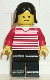 Minifig No: hor005 Name: Horizontal Lines Red - Red Arms - Black Legs, Black Female Hair Minifig No: hor005 Name: Horizontal Lines Red - Red Arms - Black Legs, Black Female Hair