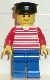 Minifig No: hor016 Name: Horizontal Lines Red - Red Arms - Blue Legs, Black Hat Minifig No: hor016 Name: Horizontal Lines Red - Red Arms - Blue Legs, Black Hat