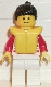 Minifig No: hor022 Name: Horizontal Lines Red - Red Arms - White Legs, Black Ponytail Hair, Life Jacket Minifig No: hor022 Name: Horizontal Lines Red - Red Arms - White Legs, Black Ponytail Hair, Life Jacket