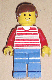 Minifig No: hor028 Name: Horizontal Lines Red - Red Arms - Blue Legs, Brown Male Hair Minifig No: hor028 Name: Horizontal Lines Red - Red Arms - Blue Legs, Brown Male Hair