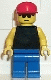 Minifig No: pln014 Name: Plain Black Torso with Yellow Arms, Blue Legs, Sunglasses, Red Cap Minifig No: pln014 Name: Plain Black Torso with Yellow Arms, Blue Legs, Sunglasses, Red Cap