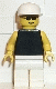 Minifig No: pln041 Name: Plain Black Torso with Yellow Arms, White Legs, White Cap, Sunglasses Minifig No: pln041 Name: Plain Black Torso with Yellow Arms, White Legs, White Cap, Sunglasses