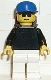 Minifig No: pln045 Name: Plain Black Torso with Black Arms, White Legs, Sunglasses, Blue Cap, Backpack Minifig No: pln045 Name: Plain Black Torso with Black Arms, White Legs, Sunglasses, Blue Cap, Backpack