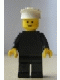 Minifig No: pln106 Name: Plain Black Torso with Black Arms, Black Legs, White Hat Minifig No: pln106 Name: Plain Black Torso with Black Arms, Black Legs, White Hat