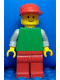 Minifig No: pln129 Name: Plain Green Torso with Light Gray Arms, Red Legs, Red Cap Minifig No: pln129 Name: Plain Green Torso with Light Gray Arms, Red Legs, Red Cap