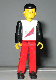 Minifig No: tech004 Name: Technic Figure Red Legs, White Top with Red Triangle, Black Arms Minifig No: tech004 Name: Technic Figure Red Legs, White Top with Red Triangle, Black Arms