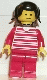 Minifig No: trn009 Name: Horizontal Lines Red - Red Arms - Red Legs, Black Pigtails Hair Minifig No: trn009 Name: Horizontal Lines Red - Red Arms - Red Legs, Black Pigtails Hair