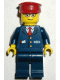 Minifig No: trn115 Name: Dark Blue Suit with Train Logo, Dark Blue Legs, Dark Red Hat - Passenger Train Engineer Minifig No: trn115 Name: Dark Blue Suit with Train Logo, Dark Blue Legs, Dark Red Hat - Passenger Train Engineer