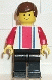 Minifig No: ver003 Name: Vertical Lines Red & Blue - Red Arms - Black Legs, Brown Male Hair Minifig No: ver003 Name: Vertical Lines Red & Blue - Red Arms - Black Legs, Brown Male Hair