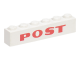 Part No: 3009pb018 Name: Brick 1 x 6 with Red 'POST' Pattern Part No: 3009pb018 Name: Brick 1 x 6 with Red 'POST' Pattern