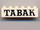 Part No: 3009pb030 Name: Brick 1 x 6 with Black 'TABAK' Serif Pattern Part No: 3009pb030 Name: Brick 1 x 6 with Black 'TABAK' Serif Pattern