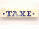 Part No: 3009pb048 Name: Brick 1 x 6 with Blue 'TAXE' and Dots Bold Pattern Part No: 3009pb048 Name: Brick 1 x 6 with Blue 'TAXE' and Dots Bold Pattern