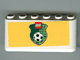 Part No: 4176pb12 Name: Windscreen 2 x 6 x 2 with LEGO Logo and Soccer Ball on Green Shield on Yellow Background Pattern (Sticker) Part No: 4176pb12 Name: Windscreen 2 x 6 x 2 with LEGO Logo and Soccer Ball on Green Shield on Yellow Background Pattern (Sticker)
