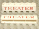 Part No: crssprt02pb25a Name: Brick 1 x 6 without Bottom Tubes with Cross Side Supports with Red 'THEATER' Serif Thin Pattern Part No: crssprt02pb25a Name: Brick 1 x 6 without Bottom Tubes with Cross Side Supports with Red 'THEATER' Serif Thin Pattern