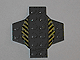 Part No: 30303pb01 Name: Plate, Modified 6 x 6 x 2/3 Cross with Dome and Black and Yellow Danger Stripes Pattern Part No: 30303pb01 Name: Plate, Modified 6 x 6 x 2/3 Cross with Dome and Black and Yellow Danger Stripes Pattern
