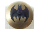 Part No: 3960pb017 Name: Dish 4 x 4 Inverted (Radar) with Black Bat on Gold Background Batman Logo (Bat Signal) Pattern Part No: 3960pb017 Name: Dish 4 x 4 Inverted (Radar) with Black Bat on Gold Background Batman Logo (Bat Signal) Pattern
