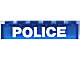 Part No: 3067pb09 Name: Brick 1 x 6 without Bottom Tubes with White 'POLICE' Sans-Serif Bold Pattern Part No: 3067pb09 Name: Brick 1 x 6 without Bottom Tubes with White 'POLICE' Sans-Serif Bold Pattern