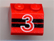 Part No: 3039pb010 Name: Slope 45 2 x 2 with Red Number 3 Pattern and 2 Black Stripes Part No: 3039pb010 Name: Slope 45 2 x 2 with Red Number 3 Pattern and 2 Black Stripes