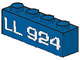 Part No: 3010p924 Name: Brick 1 x 4 with White 'LL924' Pattern Part No: 3010p924 Name: Brick 1 x 4 with White 'LL924' Pattern
