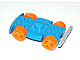Part No: racerbase  Name: Vehicle, Base 4 x 6  Racer Base with Wheels (Color Undetermined) and Bumpers