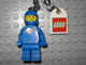 Gear No: 4243693  Name: Classic Space Blue Figure Key Chain with Lego Logo Tile, Modified 3 x 2 Curved with Hole