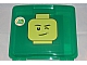 Gear No: 499119  Name: Project Case with Baseplate, Trans-Green with Minifigure Head with Lopsided Grin and Wink Pattern