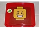 Gear No: 499120  Name: Project Case with Baseplate, Trans-Red with Minifigure Head with Open Mouth Smile with Teeth Pattern