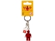 Gear No: 5005205  Name: VIP Chrome Red Minifigure Key Chain with LEGO Logo Tile, Modified 3 x 2 Curved with Hole - Yellow Label