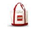 Lot ID: 131803365  Gear No: 5005326  Name: Tote Bag, LEGO Logo Pattern, Red Handles, Vertical Straps and Bottom
