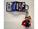Lot ID: 282331323  Gear No: 850813  Name: Superman Dark Blue Suit Key Chain with Lego Logo Tile, Modified 3 x 2 Curved with Hole