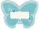 Gear No: 851362namecard1  Name: Party Name Card - Friends White Name Plate on Medium Azure Butterfly