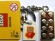 Lot ID: 166052823  Gear No: 852445  Name: 2 x 4 Brick - Chrome Gold Key Chain with Lego 50 Year Anniversary Logo Tile, Modified 3 x 2 Curved with Hole