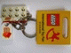 Gear No: 852445a  Name: 2 x 4 Brick - Chrome Gold Key Chain with Lego 50 Year Anniversary Logo Tile, Modified 3 x 2 Curved with Hole - International Toy Fair Promo