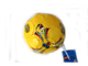 Gear No: 852960  Name: Ball, Inflatable Soccer Ball, Mini - Yellow, Figure in Red and White Design Pattern