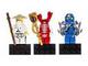 Gear No: 853404  Name: Magnet Set, Minifigures Ninjago (3) - Sensei Wu, Fangpyre, Jay - Glued with 2 x 4 Brick Bases blister pack