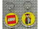 Gear No: KC095  Name: Lego Logo / Owl Figure, Yellow background, 6 x 6 Clear Plastic - Round Key Chain