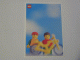 Gear No: lap00-001  Name: Postcard - Lego Art Project 2000 - 001 - 2 Minifigures and Yellow Bicycle