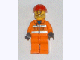 Gear No: magcty010  Name: Magnet, Minifigure City Construction Worker - Orange Zipper, Safety Stripes, Orange Arms, Orange Legs, Red Construction Helmet, Moustache and Stubble
