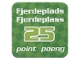 Gear No: racegame4thpl3  Name: Racers Game 4th Place Card with White 'Fjerdeplads/Fjerdeplass 25 point/poeng' Pattern