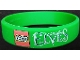 Gear No: wrist07  Name: Wristband, Rubber, Bright Green, Printed LEGO Logo and Elves, Debossed Erde Pattern