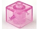 Gear No: bead004pb027  Name: Bead, Square with Dark Pink 'best' Pattern on Opposite Sides