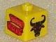 Gear No: bead004pb025  Name: Bead, Square with Castle Treasure Chest and Bull Head Pattern
