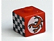Lot ID: 228494032  Gear No: bead004pb054  Name: Bead, Square with Scorpion and Checkered Flag Pattern (from P1518)