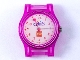 Gear No: bb1129c01  Name: Watch Part, Case Analog, Clikits - LEGO Logo, Silver Hour and Minute Hands, Dark Pink Second Hand with Heart