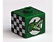 Gear No: bead004pb053  Name: Bead, Square with Alligator / Crocodile and Checkered Flag Pattern (from P1518)