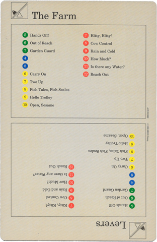 Set 9603 Activity Card Index Card 2 - The Farm & Levers AUS version (118222)